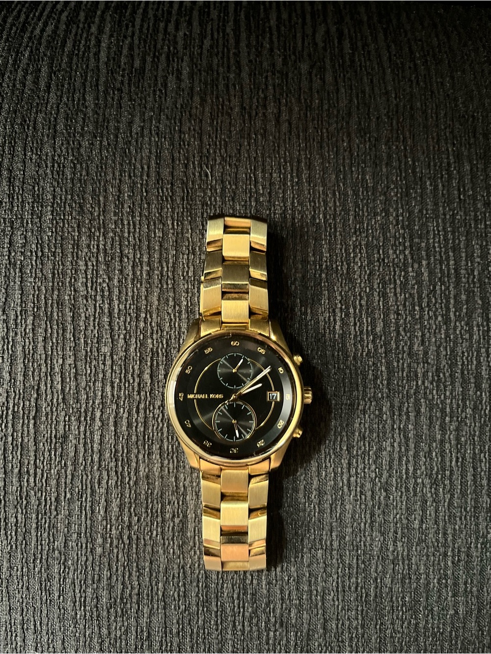 Michael Kors Gold Tone Bracelet Watch with Black Dial